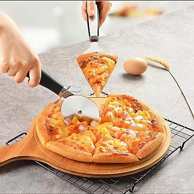 2PCS Pizza Wheel Cutter and Pie Server, Non-Slip Handle, Sharp Stainless Steel Pizza Slicer