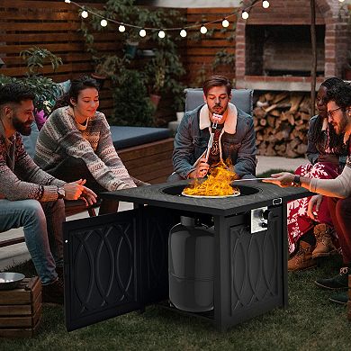 SKONYON 32 Inch Propane Fire Pit Table Square Tabletop with Lava Rocks Cover 50000 BTU
