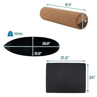 SKONYON Balance Board Trainer for Core Strength 29.5" x 10.5" x 0.5" with Cork Surface