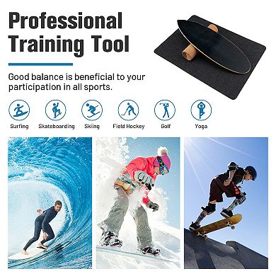 SKONYON Balance Board Trainer for Core Strength 29.5" x 10.5" x 0.5" with Cork Surface