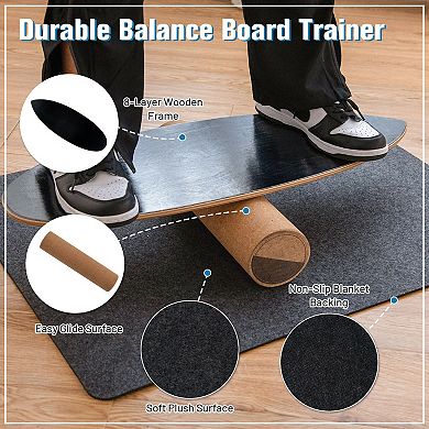SKONYON Balance Board Trainer for Core Strength 29.5" x 10.5" x 0.5" with Cork Surface