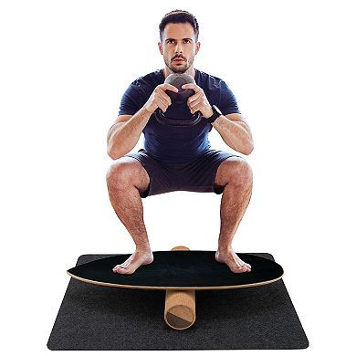 SKONYON Balance Board Trainer for Core Strength 29.5" x 10.5" x 0.5" with Cork Surface