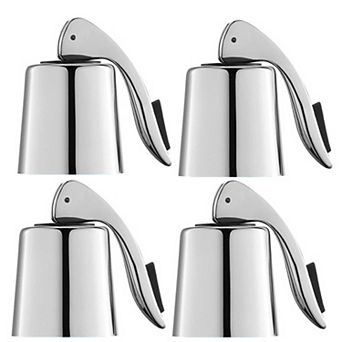 4-Pack Stainless Steel Wine Stoppers, Silicone Seal for Freshness, Reusable Bottle Sealer