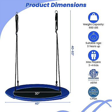 SKONYON 40 Inch Saucer Tree Swing Round with LED Lights for Kids and Adults 660 lbs