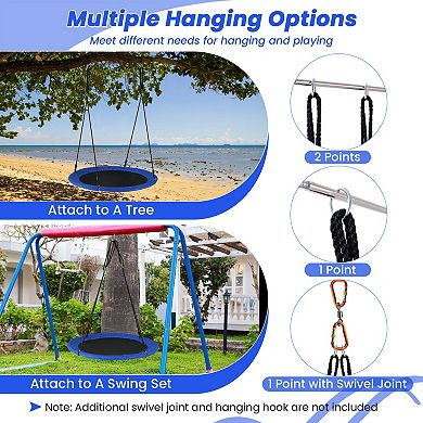 SKONYON 40 Inch Saucer Tree Swing Round with LED Lights for Kids and Adults 660 lbs