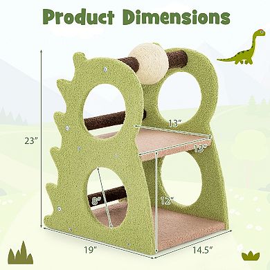 SKONYON 2-Tier Modern Cat Tree for Indoor Cats with Rotatable Sisal Scratching Ball