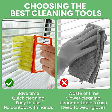 4 Pack Window Blind Cleaner Duster Tool, Washable 7 Finger Dusters Brush Dusting Cleaner Tool