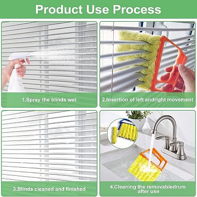 4 Pack Window Blind Cleaner Duster Tool, Washable 7 Finger Dusters Brush Dusting Cleaner Tool