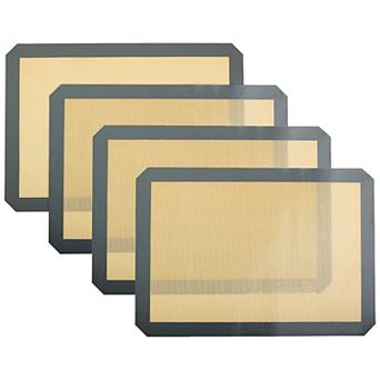 Non-Stick Silicone Baking Mat, Heat Resistant, Reusable,16.5 x 11.6inch, Rectangular, 4-Pack