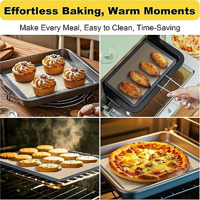 Non-Stick Silicone Baking Mat, Heat Resistant, Reusable,16.5 x 11.6inch, Rectangular, 4-Pack