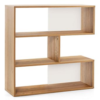 SKONYON Concave 3-Shelf Open Bookcase with Anti-Tip Device for Living Room Study Office