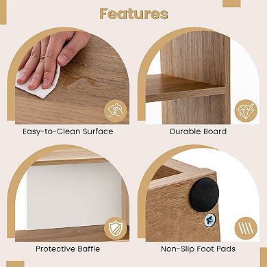 SKONYON Concave 3-Shelf Open Bookcase with Anti-Tip Device for Living Room Study Office