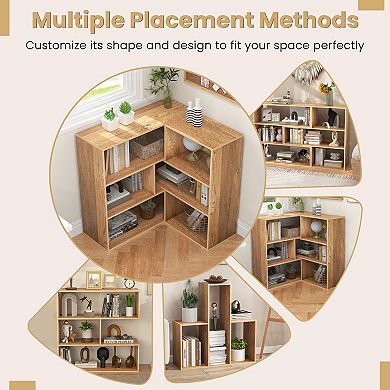 SKONYON Concave 3-Shelf Open Bookcase with Anti-Tip Device for Living Room Study Office