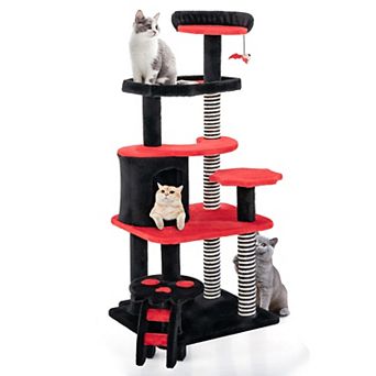 SKONYON Gothic Cat Tree with Bed Condo and Sisal Scratching Post 23" x 19" x 52"