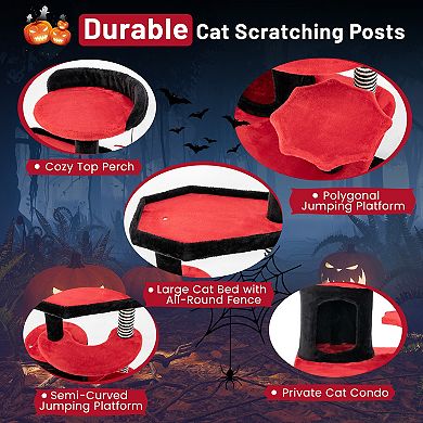 SKONYON Gothic Cat Tree with Bed Condo and Sisal Scratching Post 23" x 19" x 52"