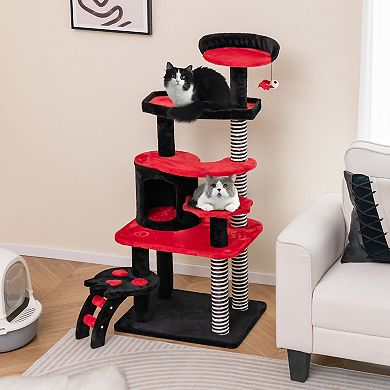 SKONYON Gothic Cat Tree with Bed Condo and Sisal Scratching Post 23" x 19" x 52"