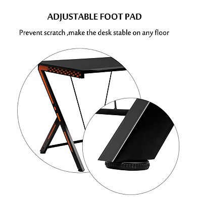 SKONYON Home Office Modern Ergonomic Computer Desk for Small Spaces 46" x 29.5" x 28"