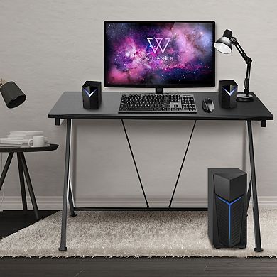 SKONYON Home Office Modern Ergonomic Computer Desk for Small Spaces 46" x 29.5" x 28"