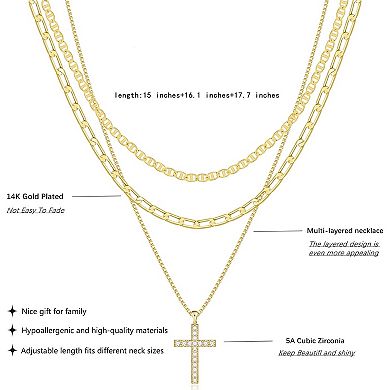 Cross Necklace for Women,Stackable Stacked Stacking Layering Layered Necklaces,Dainty Gold Necklace