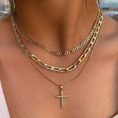 Cross Necklace for Women,Stackable Stacked Stacking Layering Layered Necklaces,Dainty Gold Necklace