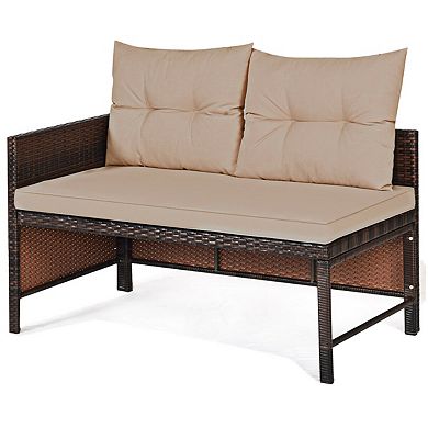 Beige 3-Piece Patio Wicker Rattan Sofa Set