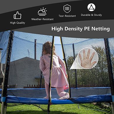 Round Trampoline Safety Net Replacement with Zipper and Buckles for Straight Pole Frames