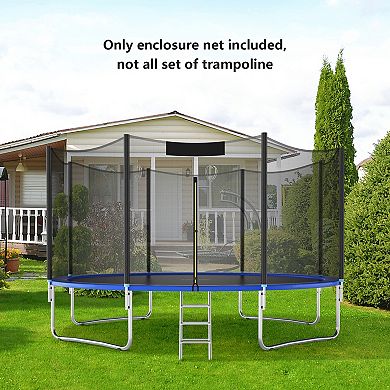 Round Trampoline Safety Net Replacement with Zipper and Buckles for Straight Pole Frames
