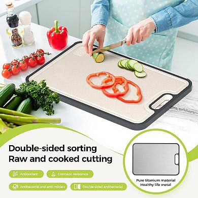 Titanium Cutting Boards, Double Sided Cutting Board Food Grade, Titanium and Wheat Straw PP, 1PCS