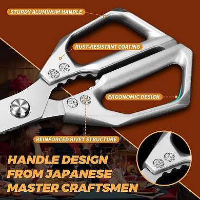 Kitchen Scissors for Food, Poultry Shears, All Purpose Heavy Duty for Chicken Wing/Bone, Meat, Fish
