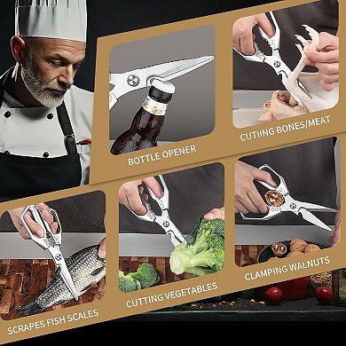 Kitchen Scissors for Food, Poultry Shears, All Purpose Heavy Duty for Chicken Wing/Bone, Meat, Fish