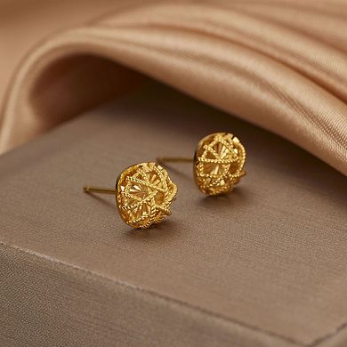 S925 Sterling Silver Gold Plated Sparkling Square Stud Earrings for Women, Sugar Cube Faceted Design