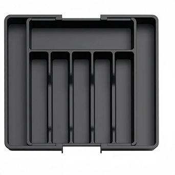 Silverware Drawer Organizer, Expandable Utensil Tray for Kitchen, Adjustable Plastic Storage