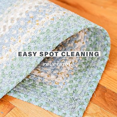 Homespice Baja Blue Braided Cotton Rug for Coastal Decor / Blue/Green Rug