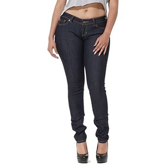 Women's Dark Indigo Stretch Denim Midrise Skinny Jeans