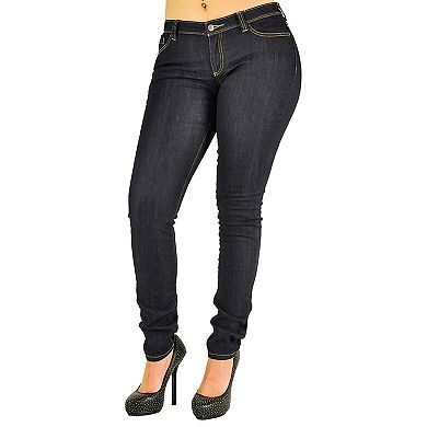 Women's Dark Indigo Stretch Denim Midrise Skinny Jeans