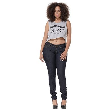 Women's Dark Indigo Stretch Denim Midrise Skinny Jeans