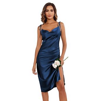 Ekouaer Women Nightgown Satin Slip Dress Lingerie Long Slip Silk Midi Dress Spaghetti Strap