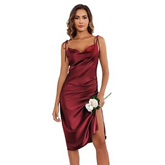 Ekouaer Women Nightgown Satin Slip Dress Lingerie Long Slip Silk Midi Dress Spaghetti Strap