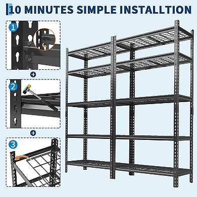 5-Tier Heavy Duty Garage Storage Shelving, 2200 LBS Capacity, Adjustable Metal Shelves
