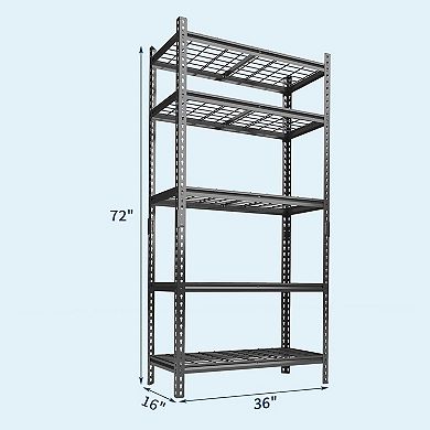 5-Tier Heavy Duty Garage Storage Shelving, 2200 LBS Capacity, Adjustable Metal Shelves