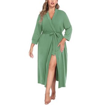 Zeagoo Womens Kimono Robes Long Knit Bathrobe Lightweight Soft Sleepwear V Neck Ladies Loungewear