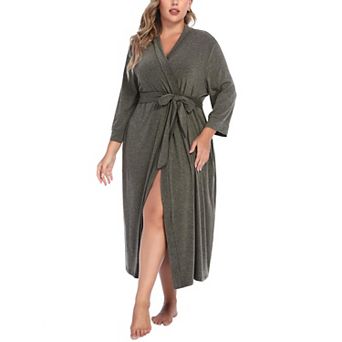 Zeagoo Womens Kimono Robes Long Knit Bathrobe Lightweight Soft Sleepwear V Neck Ladies Loungewear