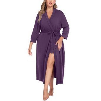 Zeagoo Womens Kimono Robes Long Knit Bathrobe Lightweight Soft Sleepwear V Neck Ladies Loungewear