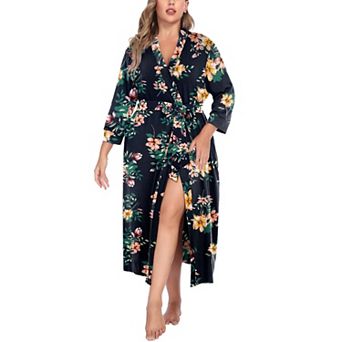Zeagoo Womens Kimono Robes Long Knit Bathrobe Lightweight Soft Sleepwear V Neck Ladies Loungewear