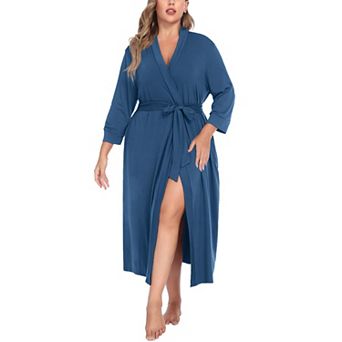 Zeagoo Womens Kimono Robes Long Knit Bathrobe Lightweight Soft Sleepwear V Neck Ladies Loungewear