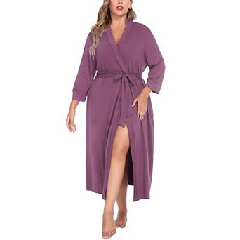 Zeagoo Womens Kimono Robes Long Knit Bathrobe Lightweight Soft Sleepwear V Neck Ladies Loungewear