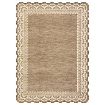 Fashionwu Modern Lace Border Pattern Rug for Living Room Bedroom Solid Color Carpet Elegant Decor