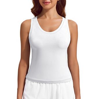 Pinspark Women's Racerback Crop Tank Tops Quick Dry Sleeveless Yoga Gym Shirts