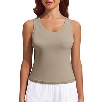 Pinspark Women's Racerback Crop Tank Tops Quick Dry Sleeveless Yoga Gym Shirts