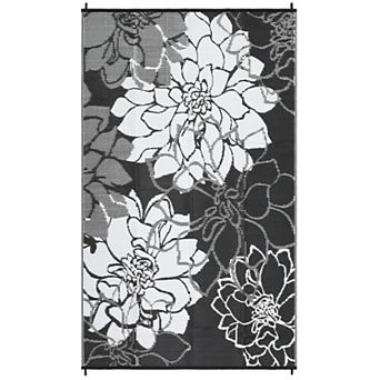 Waterproof Reversible Outdoor Rug with 4 Stakes & Storage Bag, Portable Patio Mat for Camping Deck